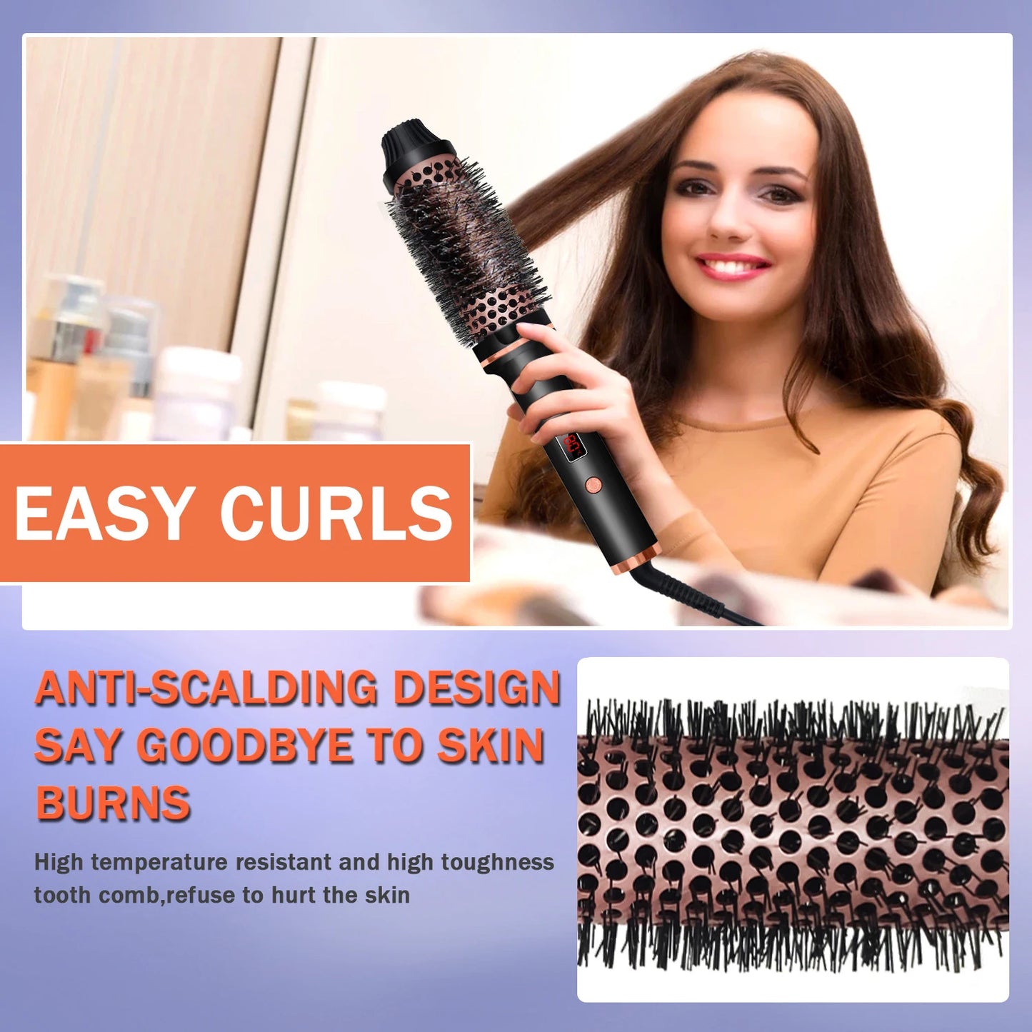 Professional Multifunctional Heated Tourmaline Thermal Brush