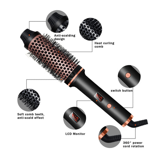 Professional Multifunctional Heated Tourmaline Thermal Brush